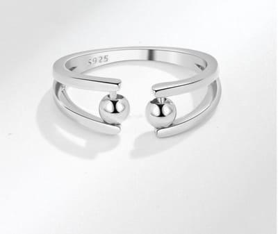 Anxiety (angst) Ring - stress Ring - Bolletjes Anxiety Ring - Silver Draaibare Ring Dames - Spinning Ring - Spinner Ring - One size