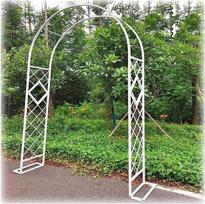 Witte Rozenboog - Tuinboog Prieel - Klimplanten Ondersteunen - Extra Brede Constructie - 2.2x2.3m - Wit