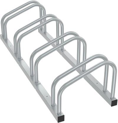 NAIZY Fietsstandaard Vloer- en Muurmontage voor 4 Fietsen met Bandbreedte 30-65mm, Metalen Fietshouder Ruimtebesparende Fietsstandaard, Zilver