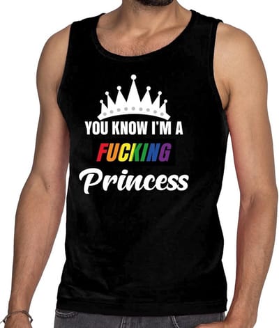 Zwart You know i am a fucking Princess gay pride tanktop / mouwloos shirt heren S