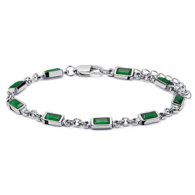 Prism | Zilverkleurige armband met groene stenen van kristalglas