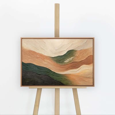 YS Schilderij "Golven van de Horizon" - Handgeschilderd canvas schilderij - Wanddecoratie Moderne kunst - Groen - Minimalistisch - Muurdecoratie woonkamer - Slaapkamer decoratie - Kamer accessoires - Schilderij modern Wood 60x40