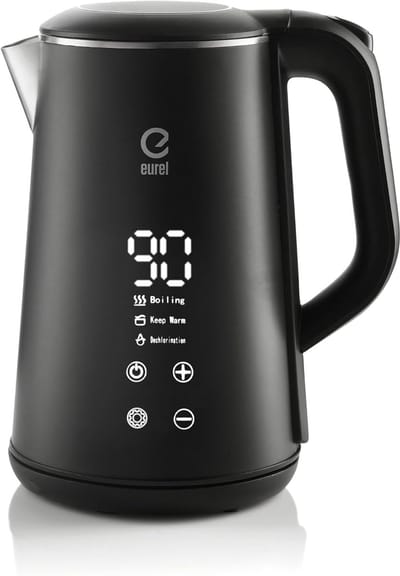 Elektrische waterkoker - Heetwaterdispenser - Dranken bereiden - Temperatuurregeling - 1.6 liter - Mat zwart