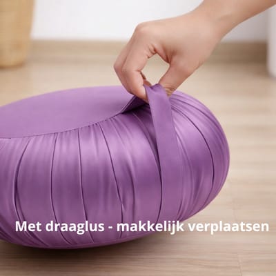 Zafu meditatiekussen rond 35 cm – hard & stevig kapok – yoga kussen / meditatiekussen – Bloom paars – met draaglus