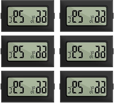 Mini Digitale Hygrometer en Thermometer Set van 6 Stuks - Vochtigheidsmeter voor Binnengebruik, Ideaal voor Kassen en Kelders