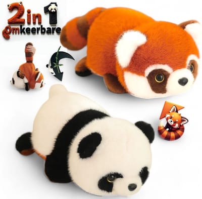 Klikkopers® - Omkeerbare Panda Knuffel - Rode Panda Knuffel - Panda Knuffel - Kawaii knuffel - Panda 2 in 1