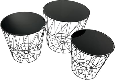Urban Living - Bijzettafel set van 3 Zwart - Rond- Metaal - Modern