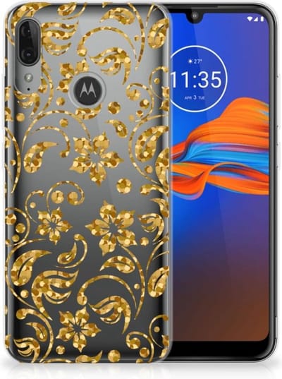 Motorola Moto E6 Plus TPU Case Gouden Bloemen