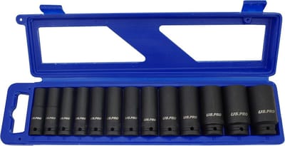 Doppenset Metrisch - Slagdoppen Set - Auto Onderhoud - Chroom-vanadiumstaal - 13 stuks - Zwart