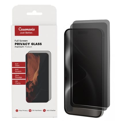 Prive Beschermglas Geschikt voor Apple iPhone 17 - 9H Privacy Screenprotector - 2x Casemania Privacyfolie Schermbeschermer Full Screen Gehard Glas Screen Protector - 2 Stuks