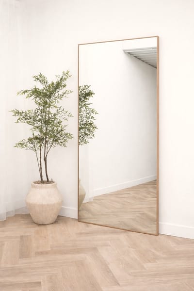 Nordic Style® Rechthoekige spiegel 215x110cm - Naturel Eiken hout - Scandinavische Spiegels - Vierkant - Pas spiegel - Staande spiegel - Kleedkamer spiegel - Pas