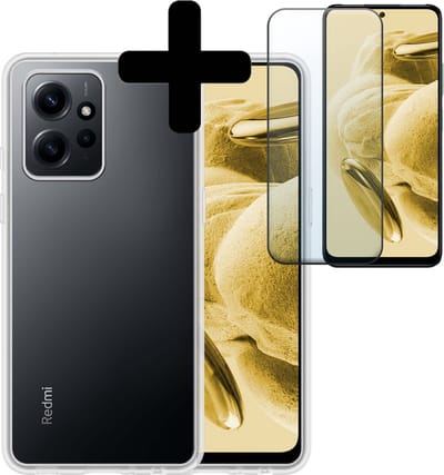 Hoesje - Met Screenprotector - Geschikt voor Xiaomi Redmi Note 12 4G - Sterk & Shockproof - Back Cover - Siliconen Case - Telefoon Hoes - Telefoonhoesjes - Transparant