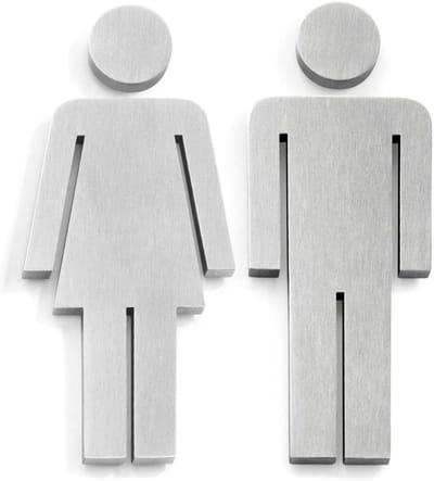 Deur Symbool - WC Teken - Aanduiding Deur - Roestvrij Staal - 12 cm - Zilverkleurig