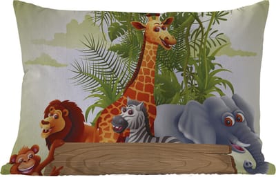 Buitenkussens - Tuin - Jungle dieren - Natuur - Planken - Kinderen - Giraffe - 50x30 cm