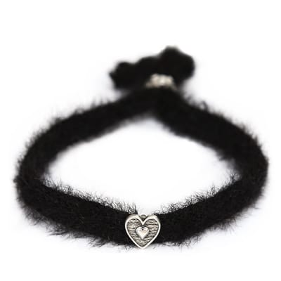 Armband fluffy zwart zilver