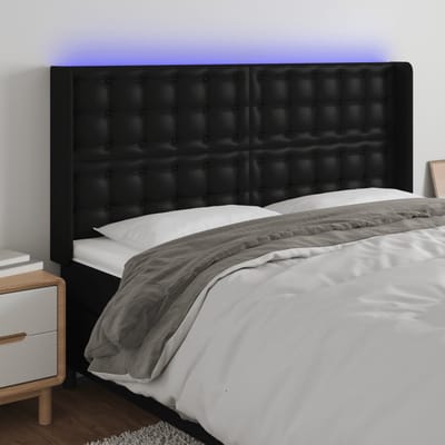 vidaXL - Hoofdbord - LED - 147x16x118/128 - cm - kunstleer - zwart