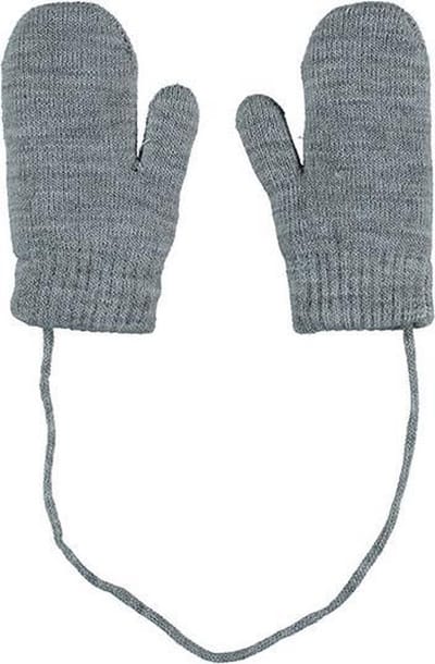 Fijngebreide Winter Baby wantjes met koord Grijs met voering (3-18 maanden) - meisjes jongens wanten