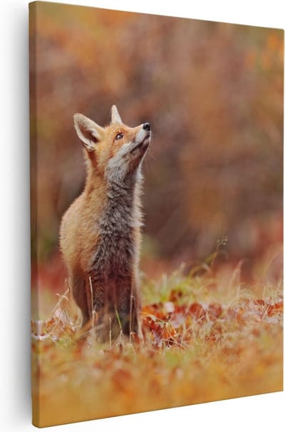 Artaza Canvas Schilderij Vos - 40x50 cm - Muurdecoratie Dieren - Wanddecoratie Bos - Schilderijen Op Canvas