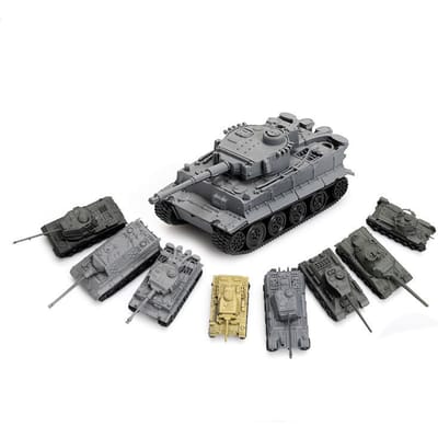 1/144 8 STUKS Miniatuur Tankmodel Tiger Panther T34 Plastic Militaire Speelgoed Cadeau Voor Jongens A39 Bouwpakket gray