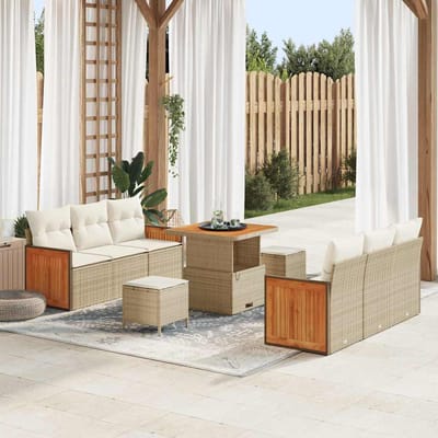 vidaXL - Tuinbank - Set - 11 - st - 8-Aantal - zitplaatsen - Beige - en - Crème