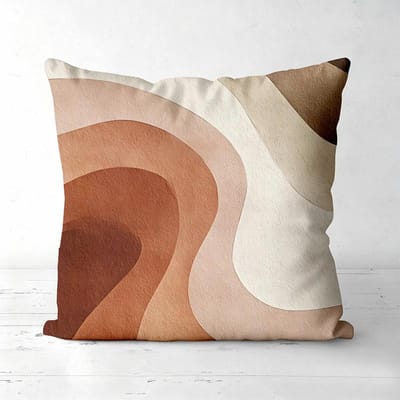 Moderne Abstracte Patroon Decoratieve Plaid Kussenhoezen Polyester Kussensloop, Decoratieve Kussenhoes voor Sofa Hoofdeinde Kussen Peach skin 18*18(CM)-1Pcs beige