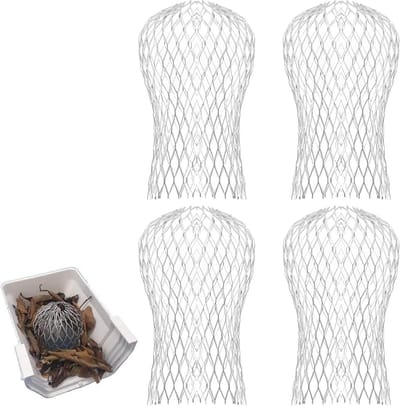 4 Stuks Aluminium Gootbeschermers met Filtergaas voor Bladeren, Uitbreidbare Gootbescherming en Tube Guards