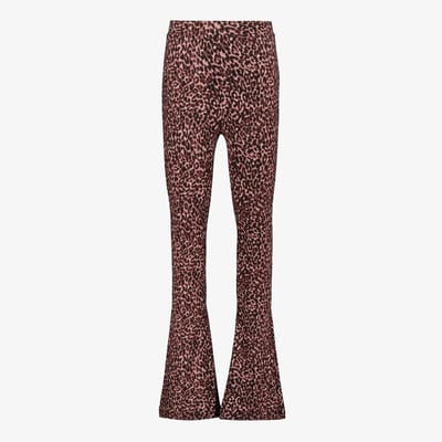 TwoDay flared meisjes broek met panterprint bruin - Maat 158/164