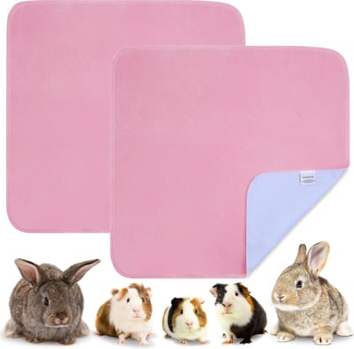 VANESTE Bodembedekking Knaagdieren en Konijnen - Cavia Fleece Liner met Antislip dots - Strooiselmat - Stofvrij - Wasbaar - 75x75 cm - Roze - 2 Stuks