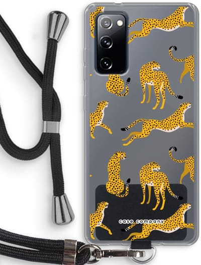 Case Company® - Hoesje met koord geschikt voor Samsung Galaxy S20 FE / S20 FE 5G hoesje met Koord - Luipaard - Telefoonhoesje met Zwart Koord - Bescherming aan alle Kanten en Over de Schermrand