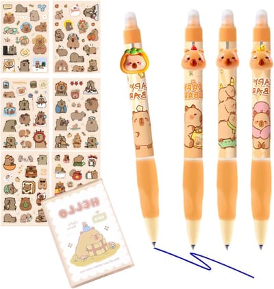 Set van 4 uitwisbare balpennen voor creatief schrijven en tekenen, ideaal voor school en kantoor