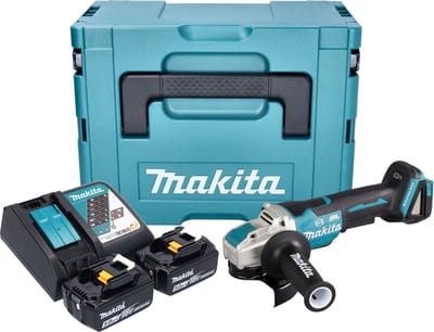 Makita DGA 520 RTJX1 accu haakse slijper 18 V 125 mm X-LOCK Brushless + 2x accu 5.0 Ah + lader + Makpac