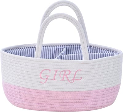 Luxe Luiermand Organizer met Handvat - Babyluierhouder met Verdelers voor Jongen en Meisje (Roze)