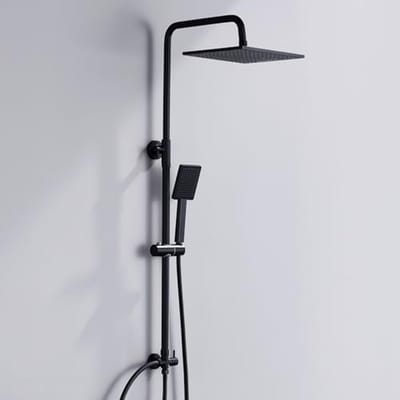 Verstelbare Douchezuil Zonder Kraan Met Douchekop - Zwart 25x25 cm, Hoogte 74-109 cm