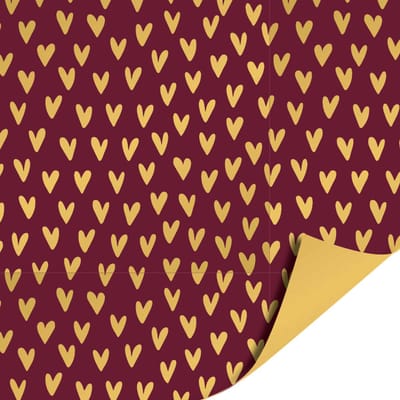 Het Inpakhuis - Inpakpapier - Cadeaupapier - Kadopapier - Lots Of Love Burgundy / Gold - 50cm x 3m - Rol inpakpapier - Hartjes - Bordeaux Rood - Goud