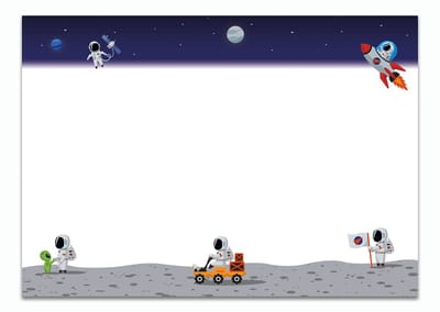Bureauonderlegger astronaut van papier om af te scheuren, DIN A2 met ruimtemotief, 25 vellen bureauonderlegger (60 x 42 cm) voor kinderen, jongens en volwassenen