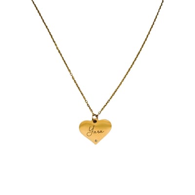 Graveerbare Ketting Hart met Steentje en Naam Goud