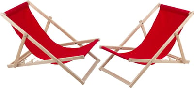 Set van 2 beukenhouten ligstoelen - Rood