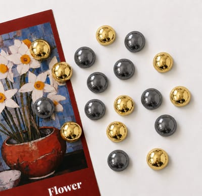 TLVX 20 stuks Kleine Ronde Magneten Goud & Donker Grijs Kleurig / 3D Koelkast Magneet / Foto Kaart / Leuke Speel- en Leer Magneten / School / Whiteboard / Magnetisch / Boodschappenlijst / Notitie / Kantoor / Memo / Schoolbord / Decoratieve Magneetjes