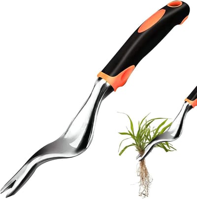 2-delige korte onkruidset 29cm – rubberen greep, inclusief trekker en mes voor precieze wortelverwijdering