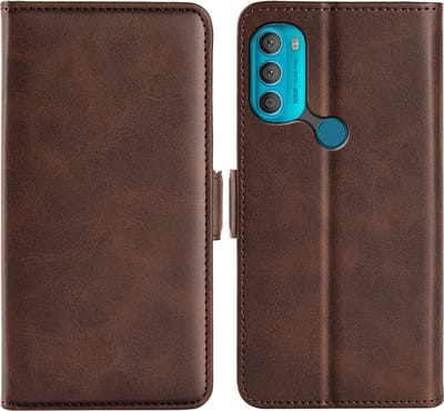 MobyDefend Hoesje - Geschikt voor Motorola Moto G71 - Luxe Wallet Book Case (Sluiting Zijkant) - Bruin
