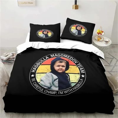 Hasbulla Magomedov Vechtende Meme Beddengoedset Driedelige Bedset Eenpersoons Tweepersoons Kingsize Bed Dekbedovertrekset Slaapkamer Dekbedovertrek AU Single 140x210cm