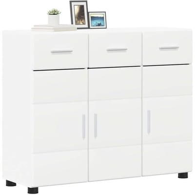 vidaXL - Dressoir - FLORIN - 88,5 - x - 30,5 - x - 73 - cm - Wit - Bewerkt - hout