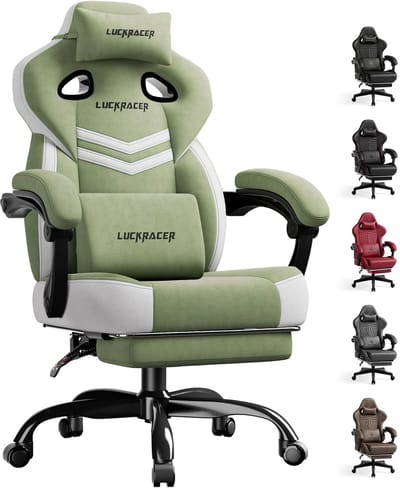 LUCKRACER - Gaming Stoel Bureaustoel - Met Memory Foam en Voetensteun - Groen
