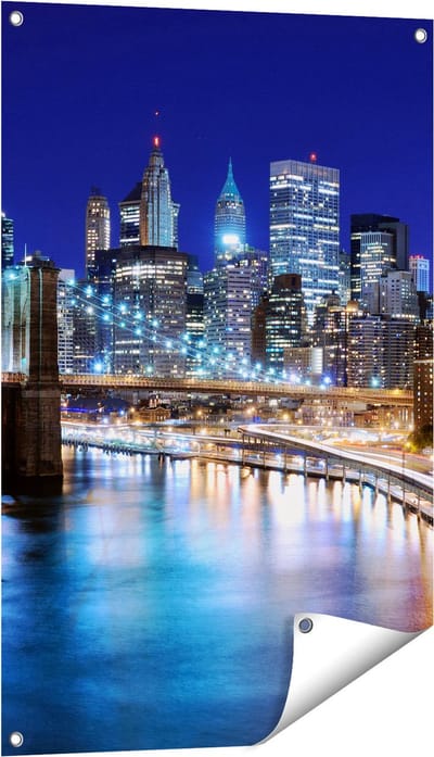 Gards Tuinposter Skyline New York in het Centrum - 60x90 cm - Tuindoek - Tuindecoratie - Wanddecoratie buiten - Tuinschilderij