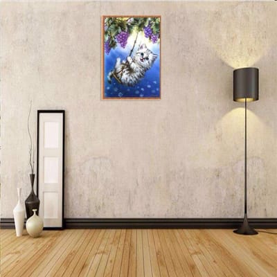 Diamant borduurwerk diamant schilderij Swing Kitten kruissteek ronde strass mozaïek decoratie 20X30CM