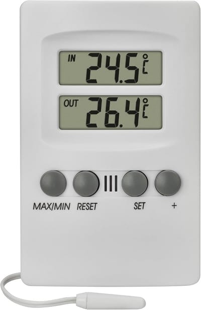 Digitale Binnen-Buitenthermometer met Waterdichte Snoersensor en Alarm