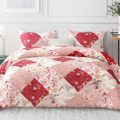 Ademend en Superzacht Dekbed 200 x 200 cm - 4-seizoenen met 2 Kussenslopen - Rood Geruit