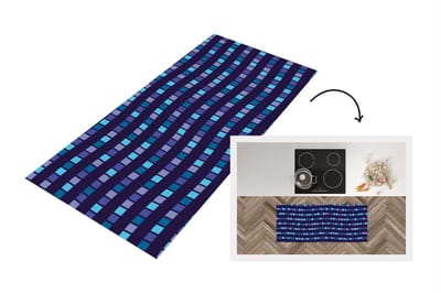 Keukenloper - Loper keuken - Blokken - Waves - Patronen - 120x50 cm - Keukenloper vinyl