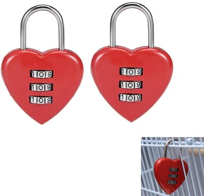 Rood Hartjesslot - Cijferslot - Slot - Liefdesslot - Voor koffers, kluizen, kluisjes, rugzakken en tassen - Love - Liefde - Hart - Voor reizen, school, sportschool, sport - Slotje geschikt voor kluisje, locker, rugzak & tas - 2 Stuks - 4x5.5x1.6 cm