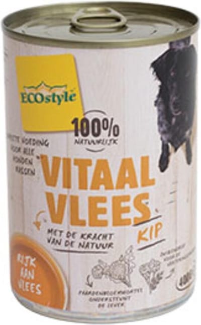 6x VITALstyle Hondenvoer Blik Kip 400 gr